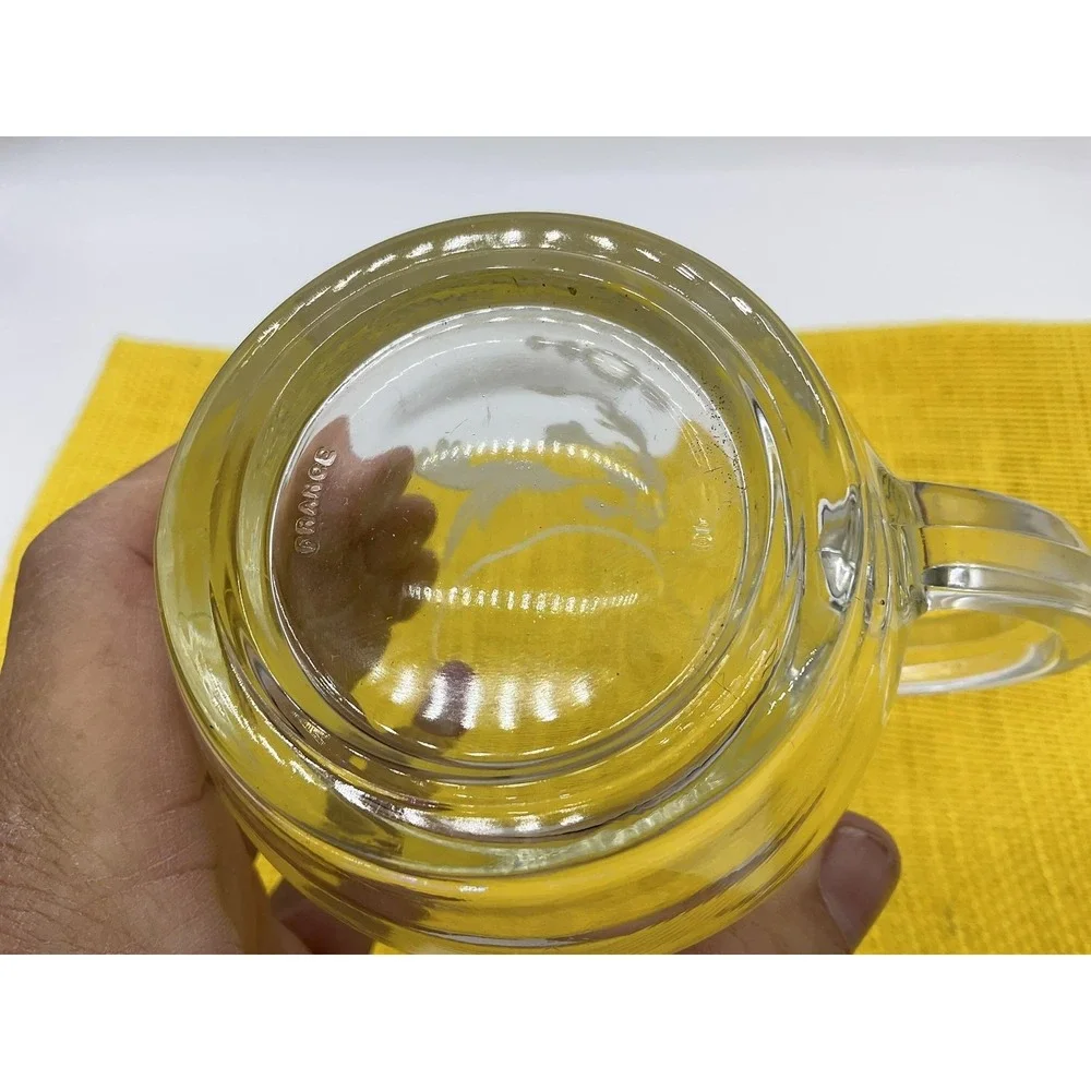 Clear Etched Hummingbird Beer Mug Glass France Handle Barware Decor